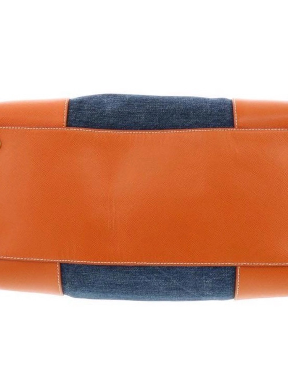 Prada Dark Denim Satchel with Bright Orange Leather Trim - Picture 3 of 5